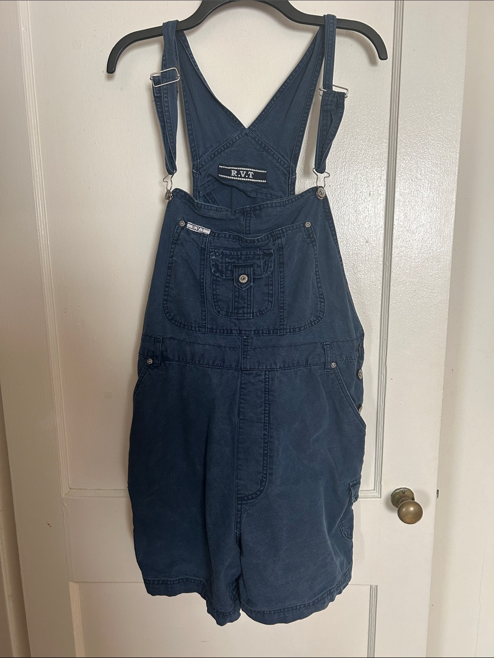 R.V.T Navy Denim Short Overalls size 20